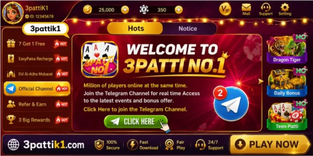 3PattiK1 Game Lobby โ 3 Patti No.1 Official Channel